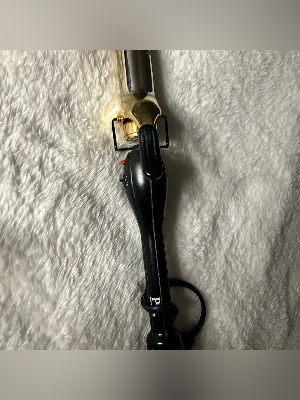 Gold Barrel Curling Iron with Black Handle
